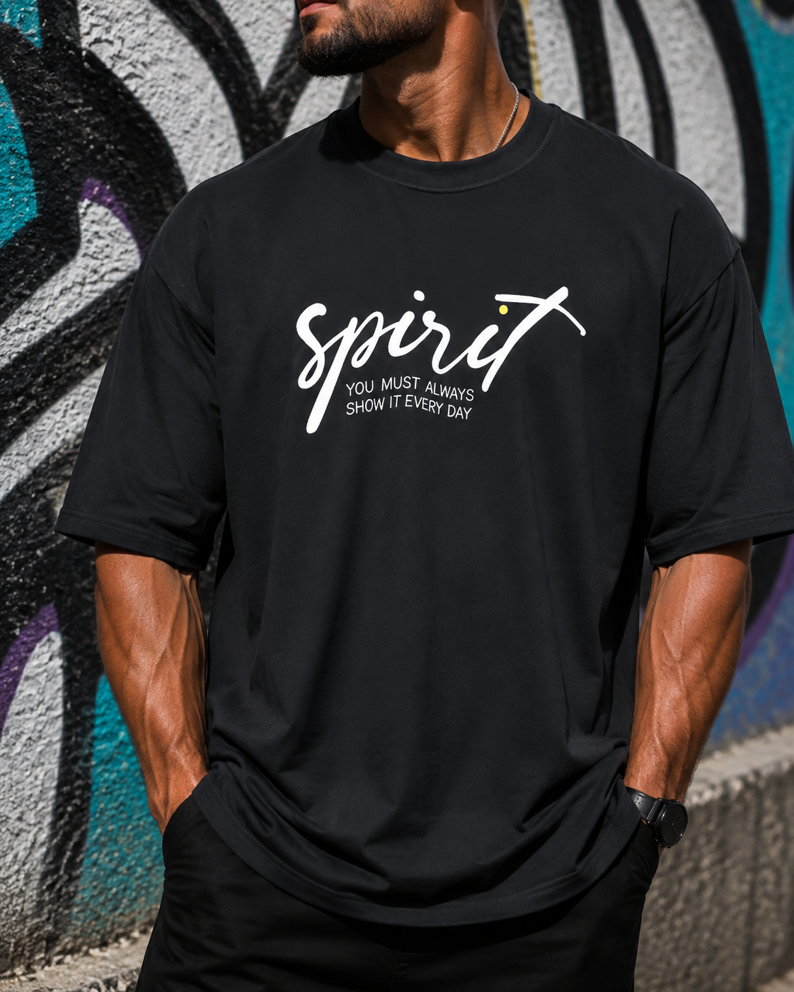 تیشرت مچینست طرح spirit (رنگبندی دارد)